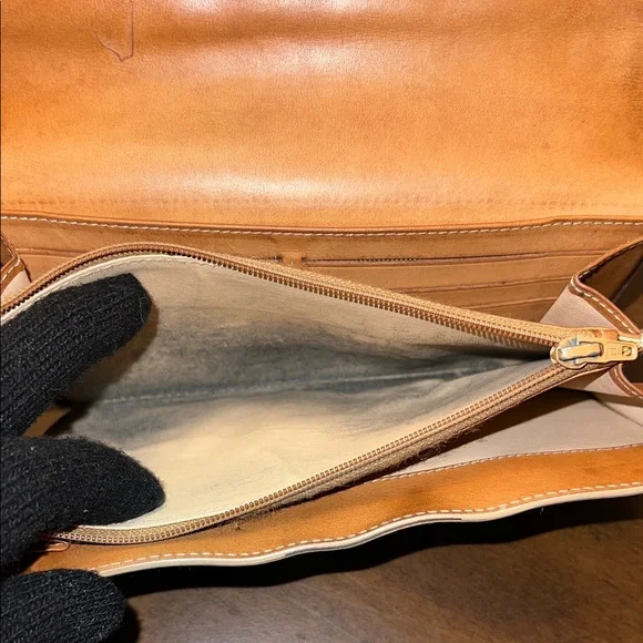 Celine Beige and Brown Patterned Wallet